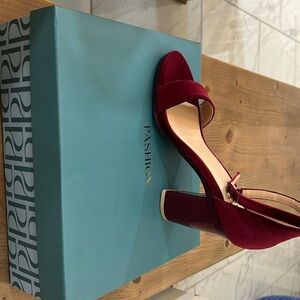 Burgundy Velvet Convertible Heels to Flats